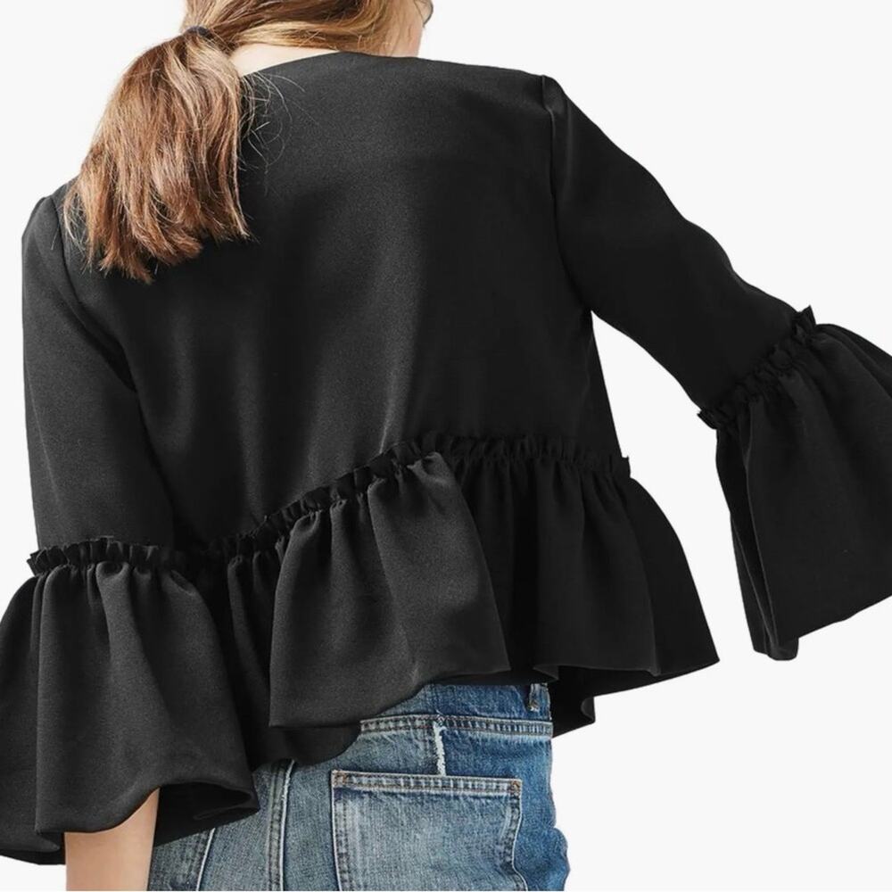 Topshop Cropped Ruffle Jacket 2 - Picture 2 of 10